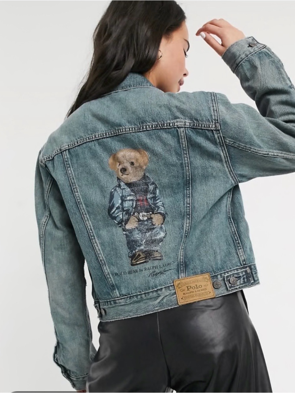 NEVER USEDPolo by Ralph Lauren Light Blue Denim Jacket with Polo Bear Print - Picture 3 of 4